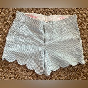 Lilly Pulitzer Blue and White Stripe The Buttercup Short Scallop Hem